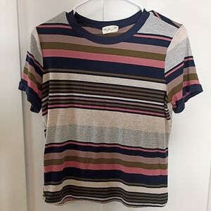 Gaze Navy and Olive Striped Top